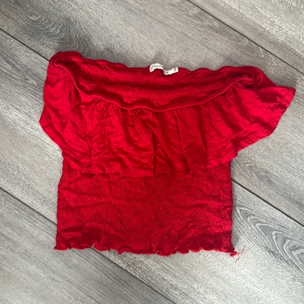 Heart & Hips Red Off-Shoulder Crop Top